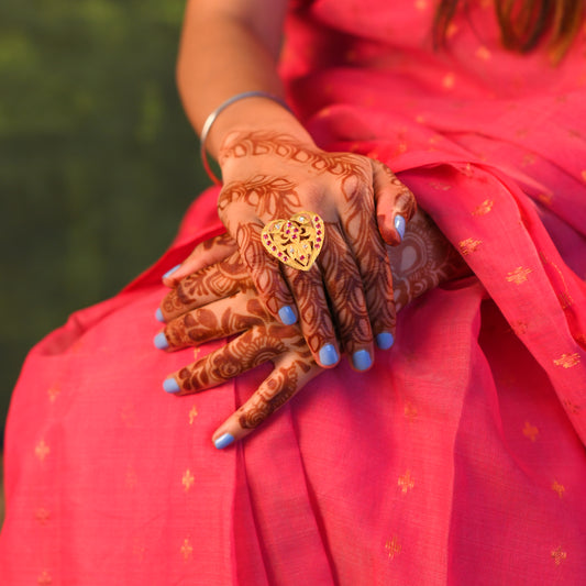 Paan Purani Dilli Gold Plated Silver Ring