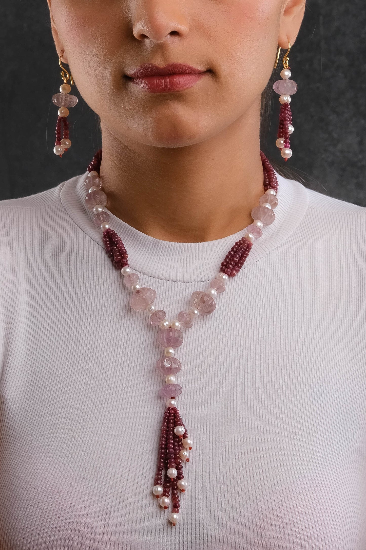 Pearl Amethyst and Red Onyx Beads Studio Set