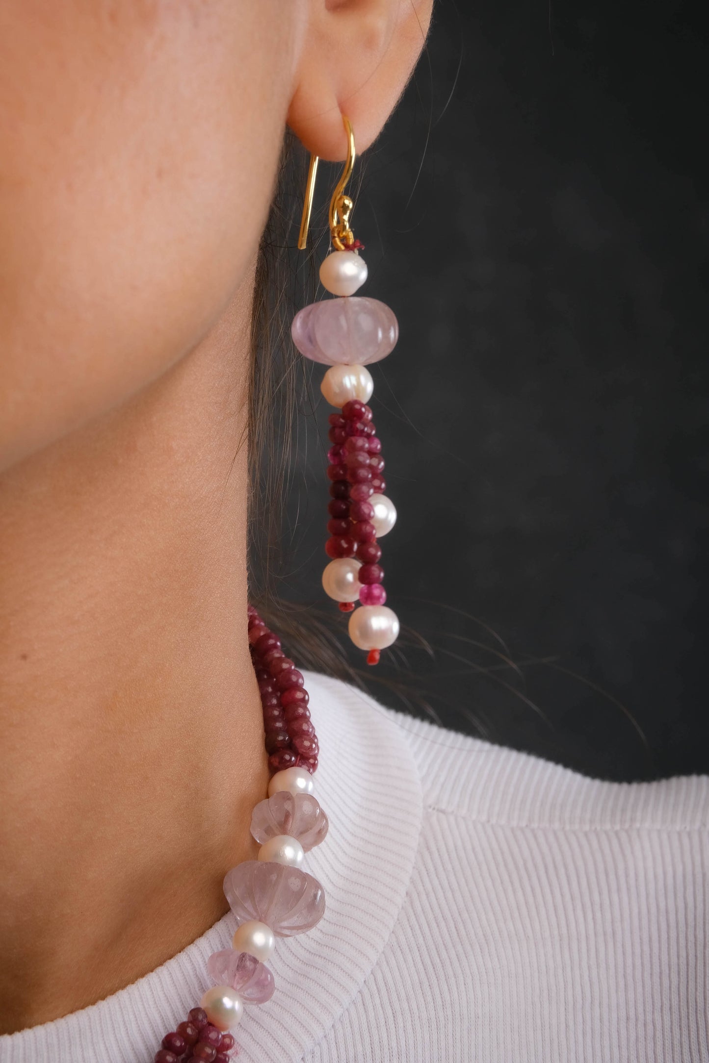 Pearl Amethyst and Red Onyx Beads Studio Set