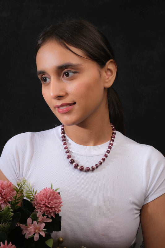 Graduated Ruby Pearl Necklace