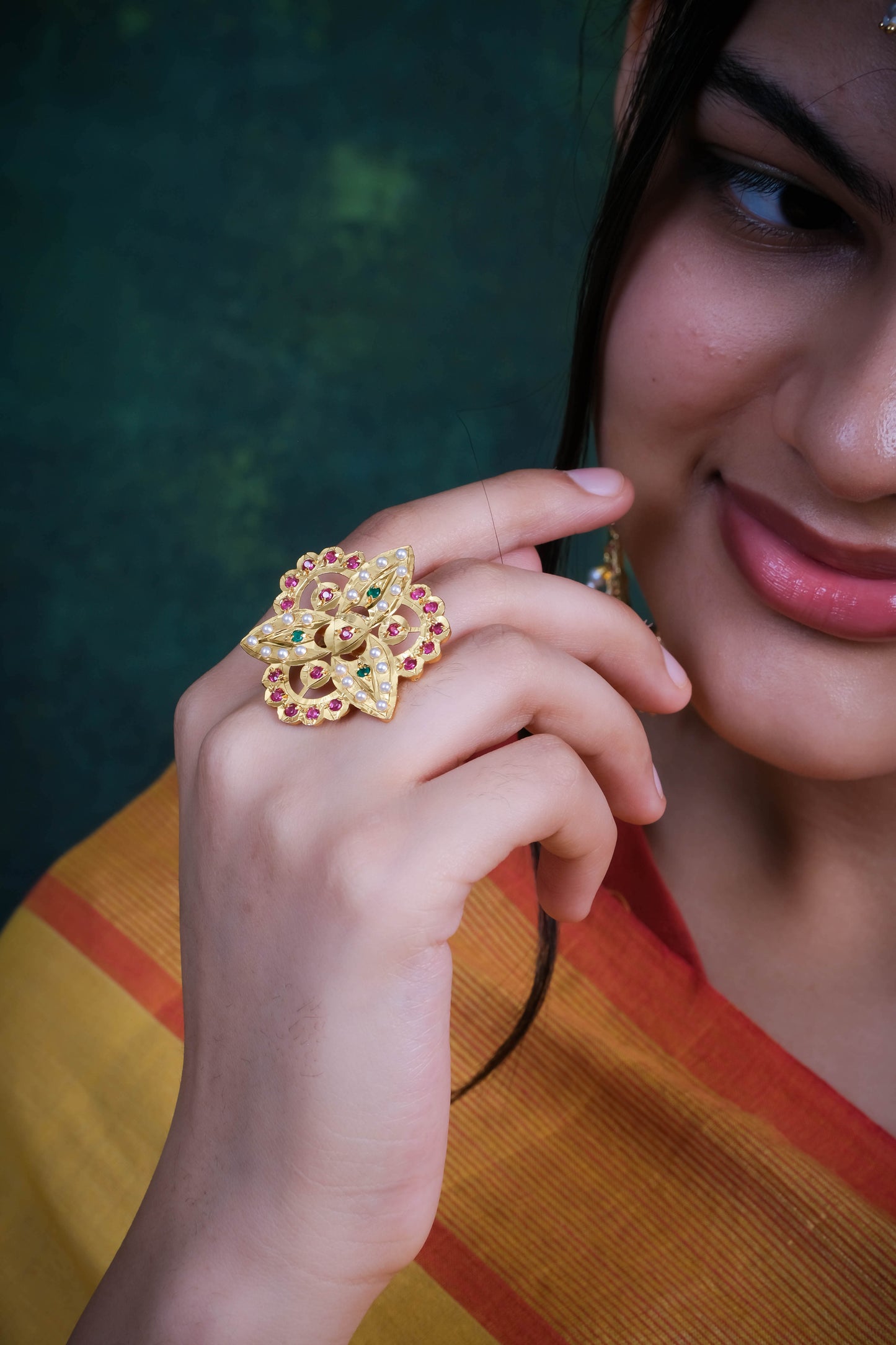 Purani Dillli Gold Plated Silver Ring (1)