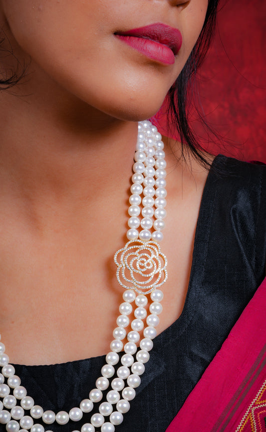 Golden Wild Rose Pearl Necklace