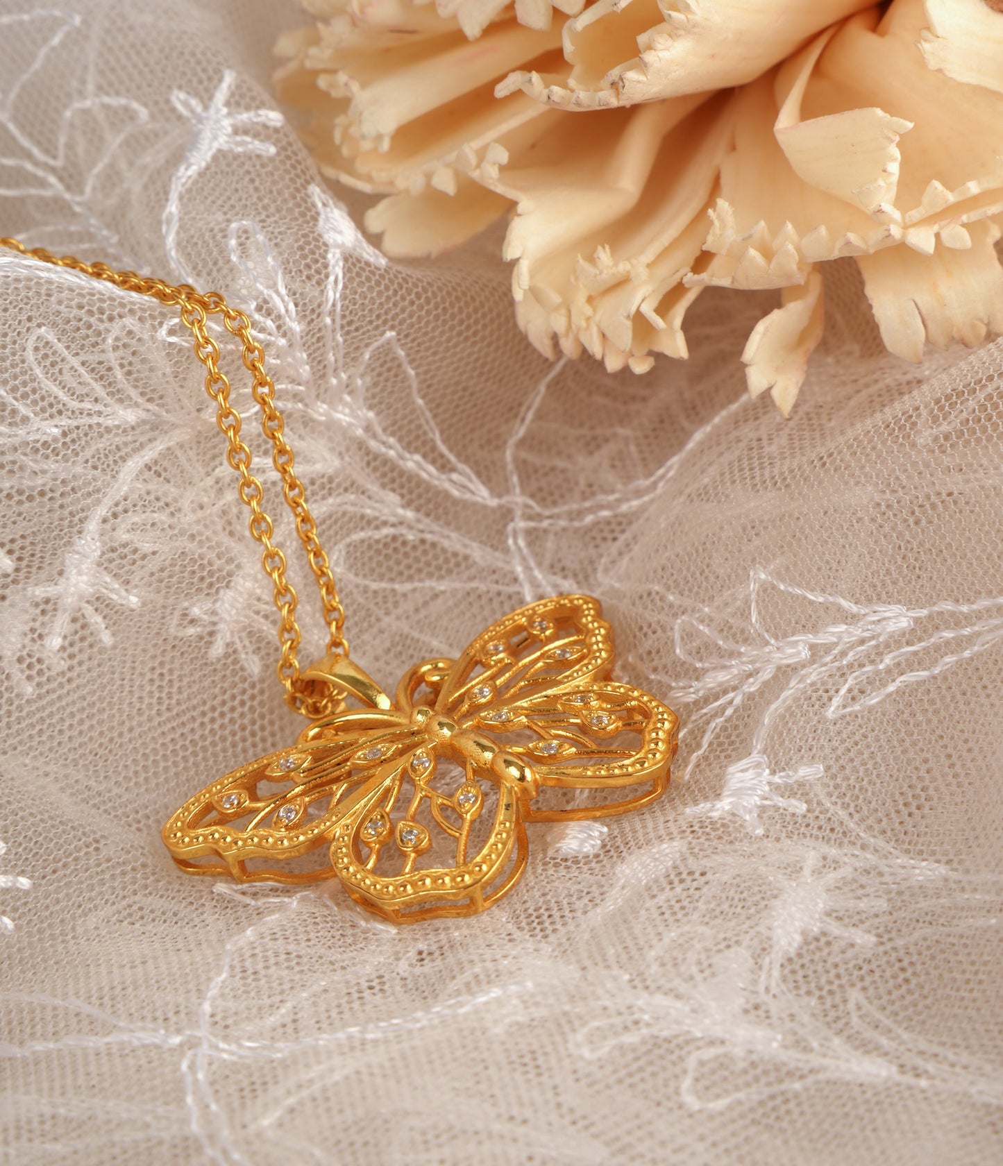 Beautiful Wings Gold Plated Butterfly Necklace Set