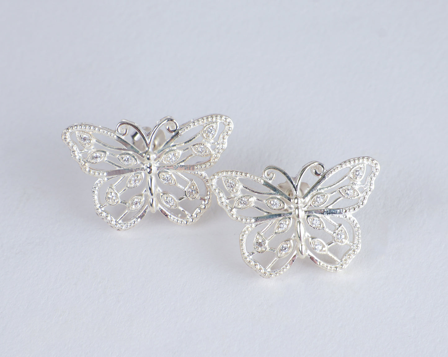 Beautiful Wings Silver Butterfly Earrings