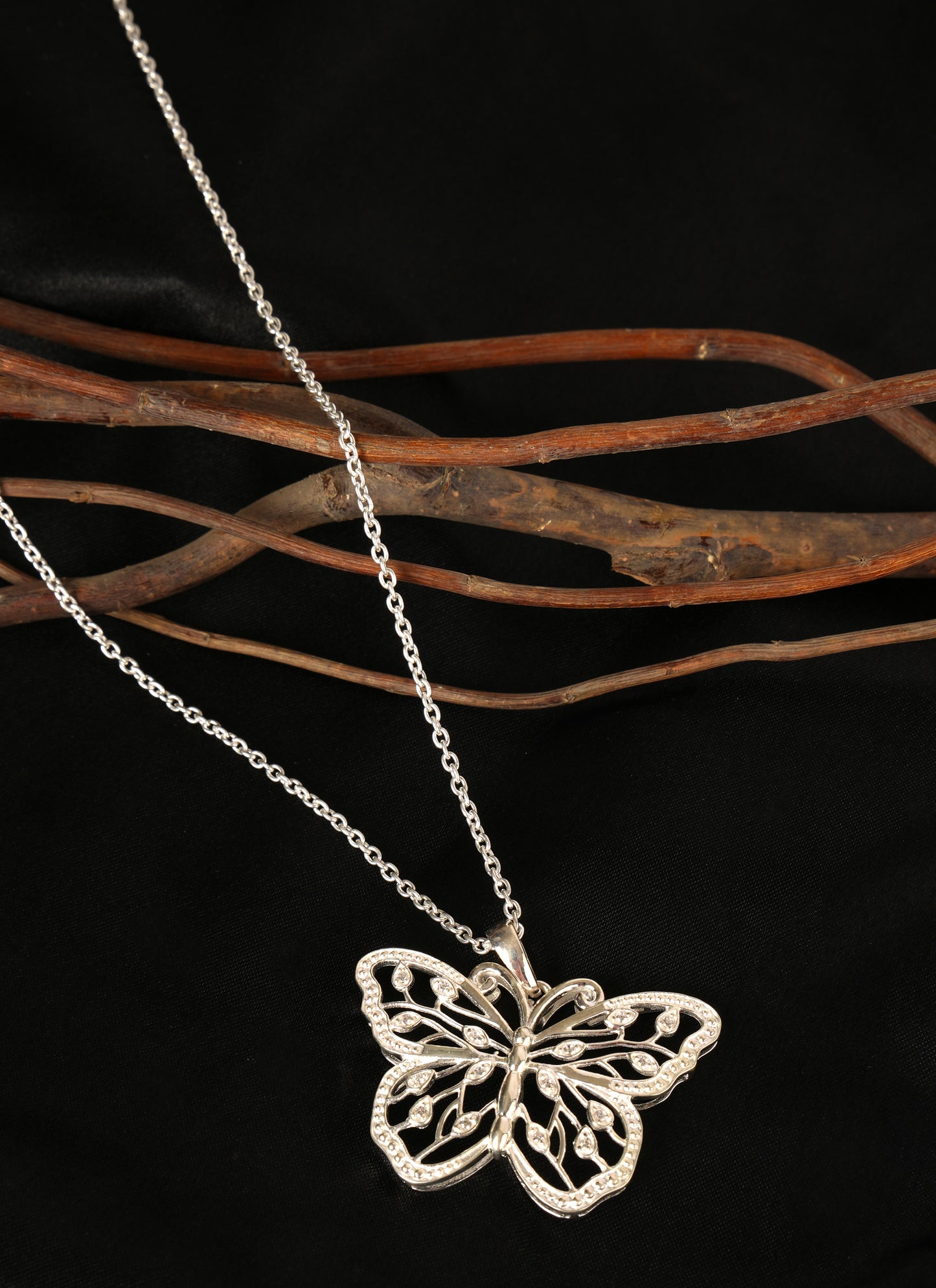 Beautiful Wings Silver Butterfly Pendant Necklace