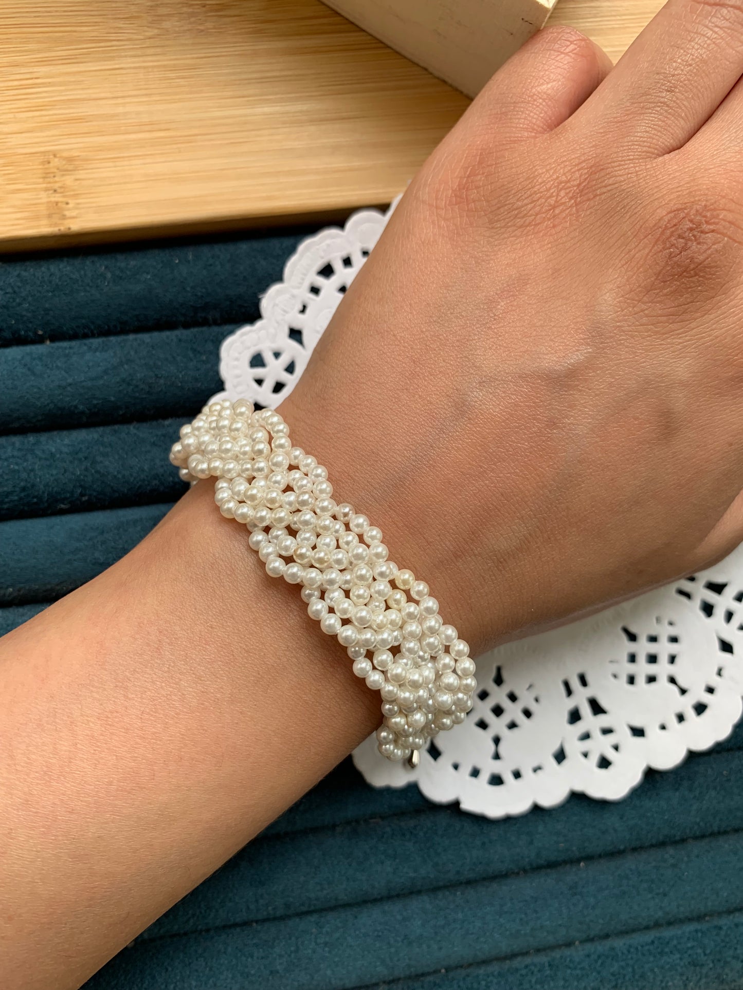 Braided Pearl Bracelet (Silver-Plated)
