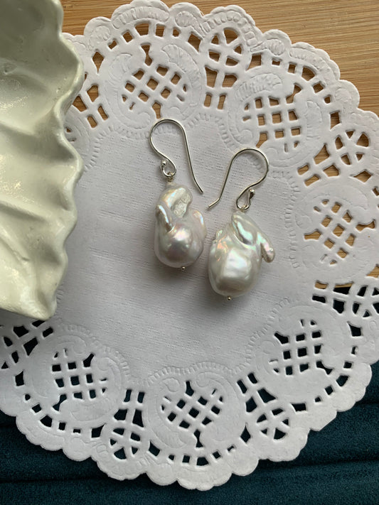 Baroque Pearl Earrings (Silver)