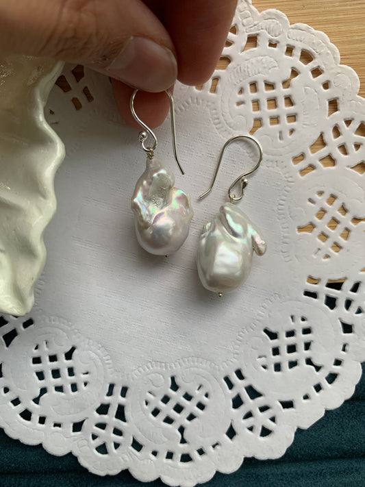 Baroque Pearl Earrings (Silver)