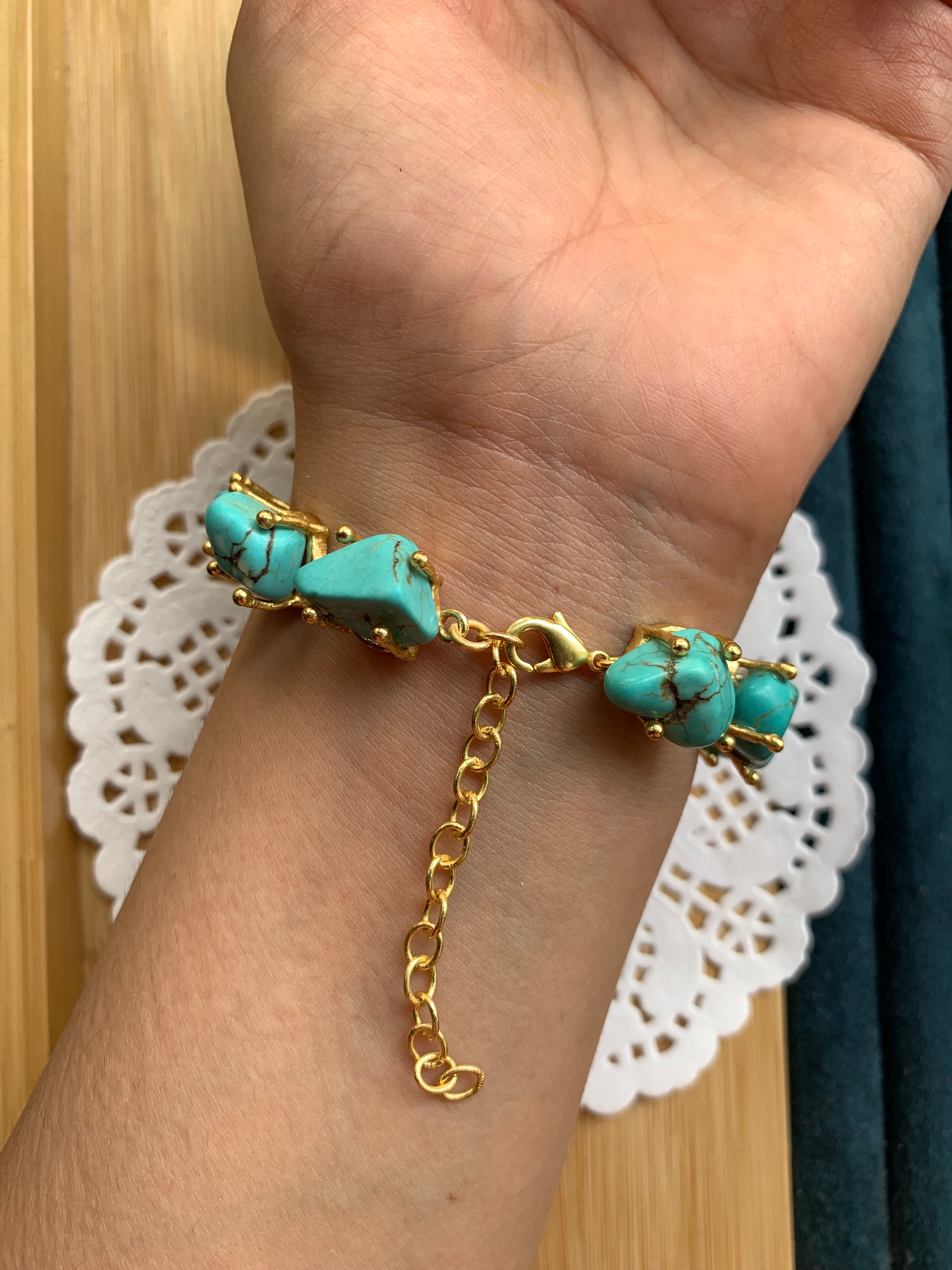 Natural Turquoise Beaded Bracelet – SILBERUH