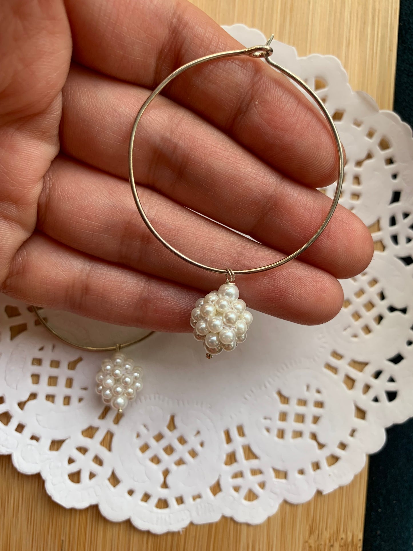 Woven Pearl Hoop Earrings