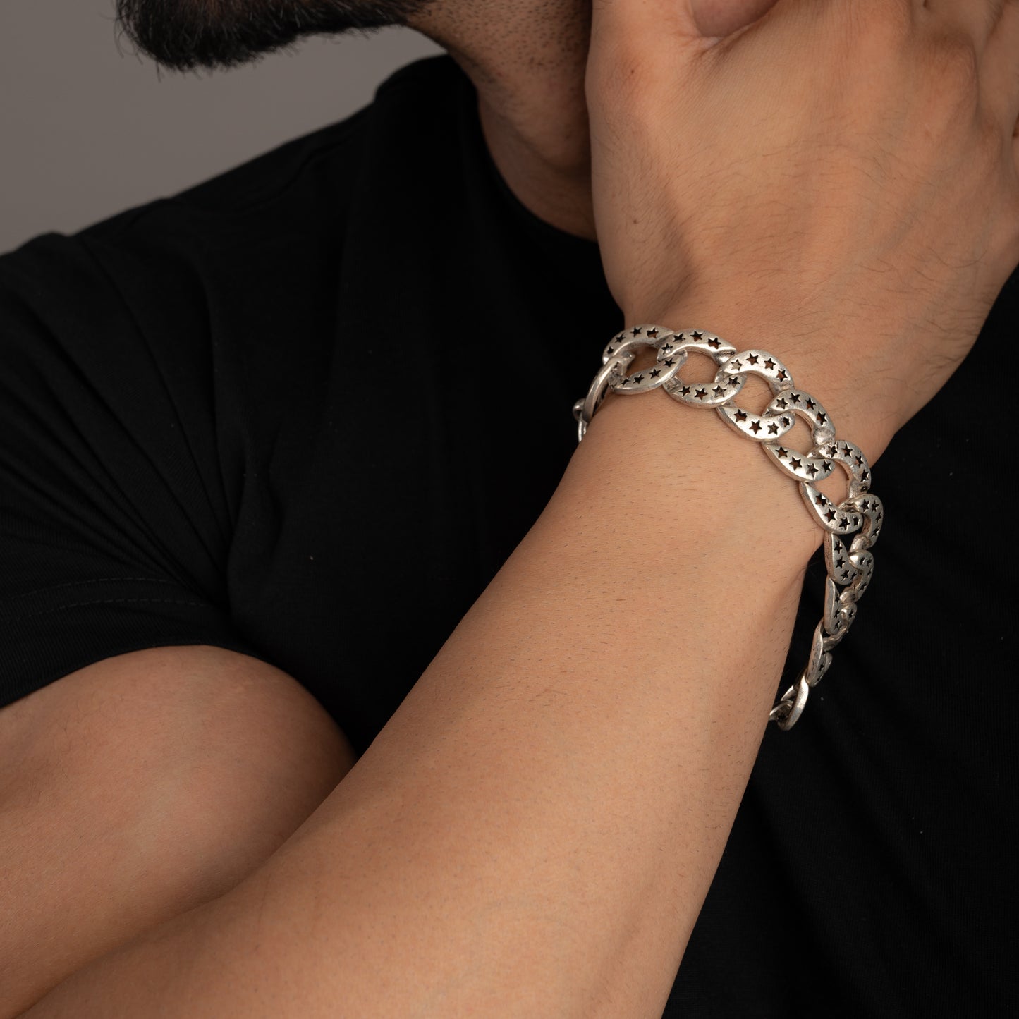 Stars Unique Men Silver Bracelet