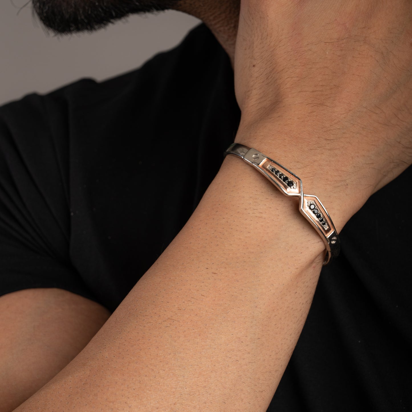 Dual Tone Silver Open Kada