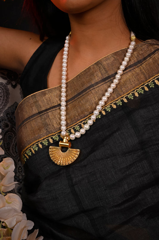 Padma Pearl And Gold Plated Silver Pendant