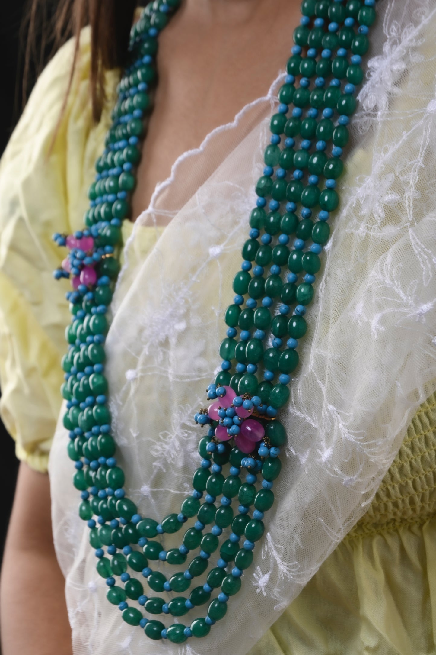 Turquoise And Green Onyx Layered Necklace