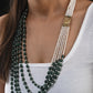 Moss Green Agates and Freshwater Pearls Multilayered Necklace