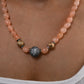 Peachy Agates Zircon and Golden Beads Necklace