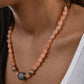 Peachy Agates Zircon and Golden Beads Necklace