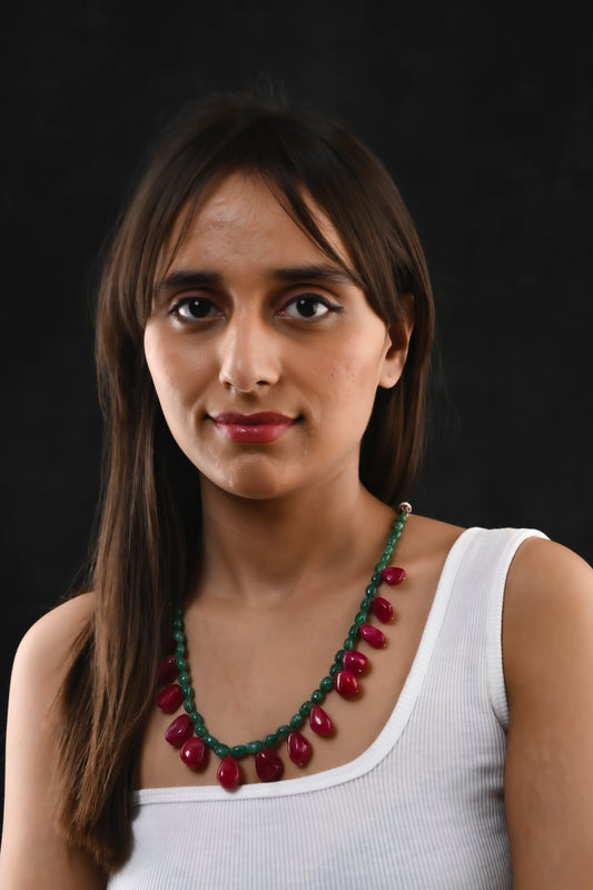 Emerald Green And Ruby Red Necklace