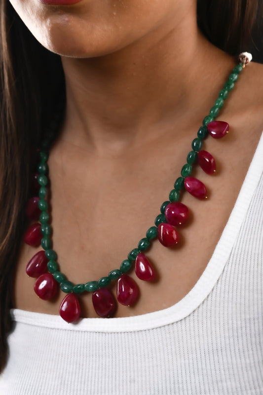 Emerald Green And Ruby Red Necklace