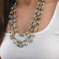 Silver Beads And Green Tumbled Agate Necklace