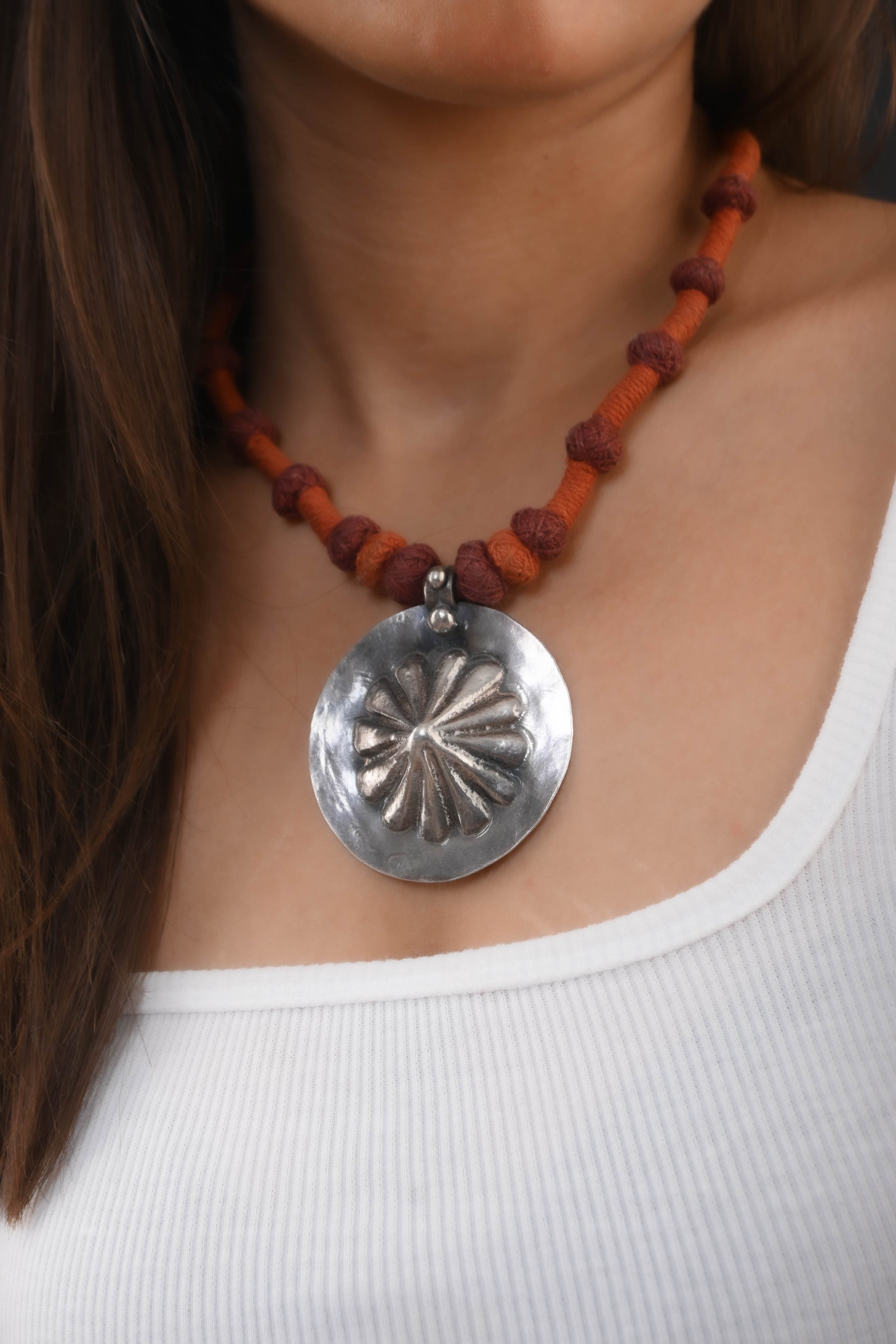 Tribal Silver Pendant Necklace - Main Image