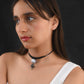 Silver Drop In Black Thread Necklace