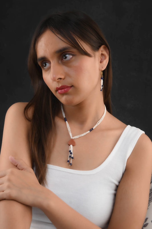 Sunstone Lapis Lazuli Beads Necklace Set