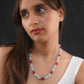 Blue And Red Jade Pearl Beaded Necklace