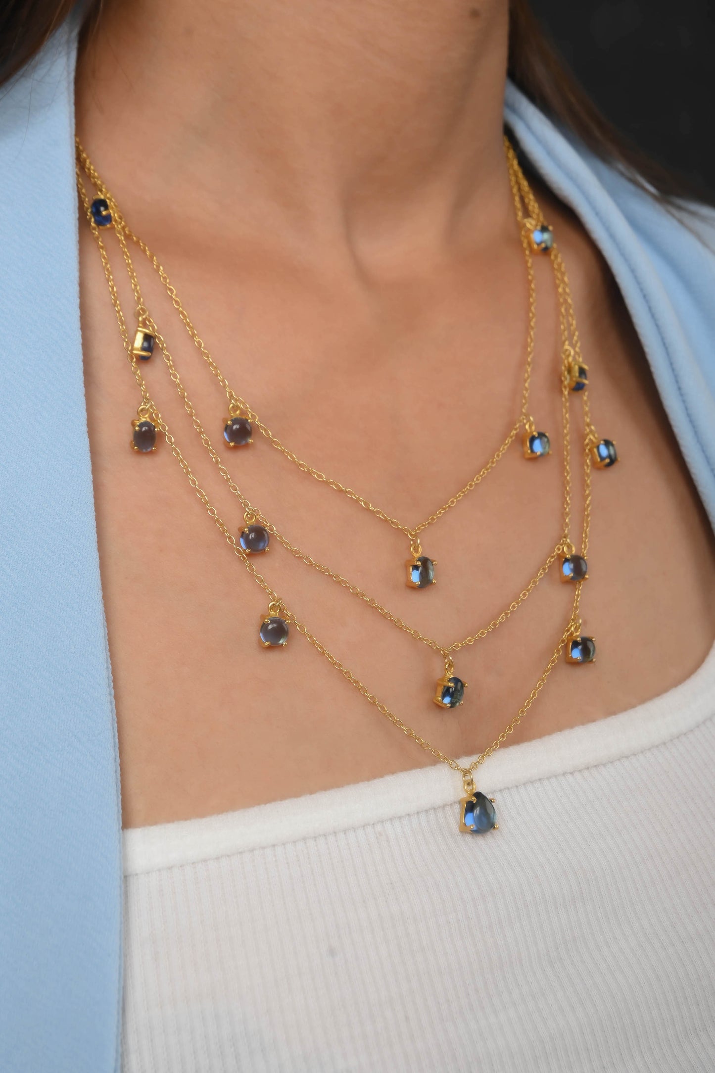 Blue Crystal Magic Layered Necklace