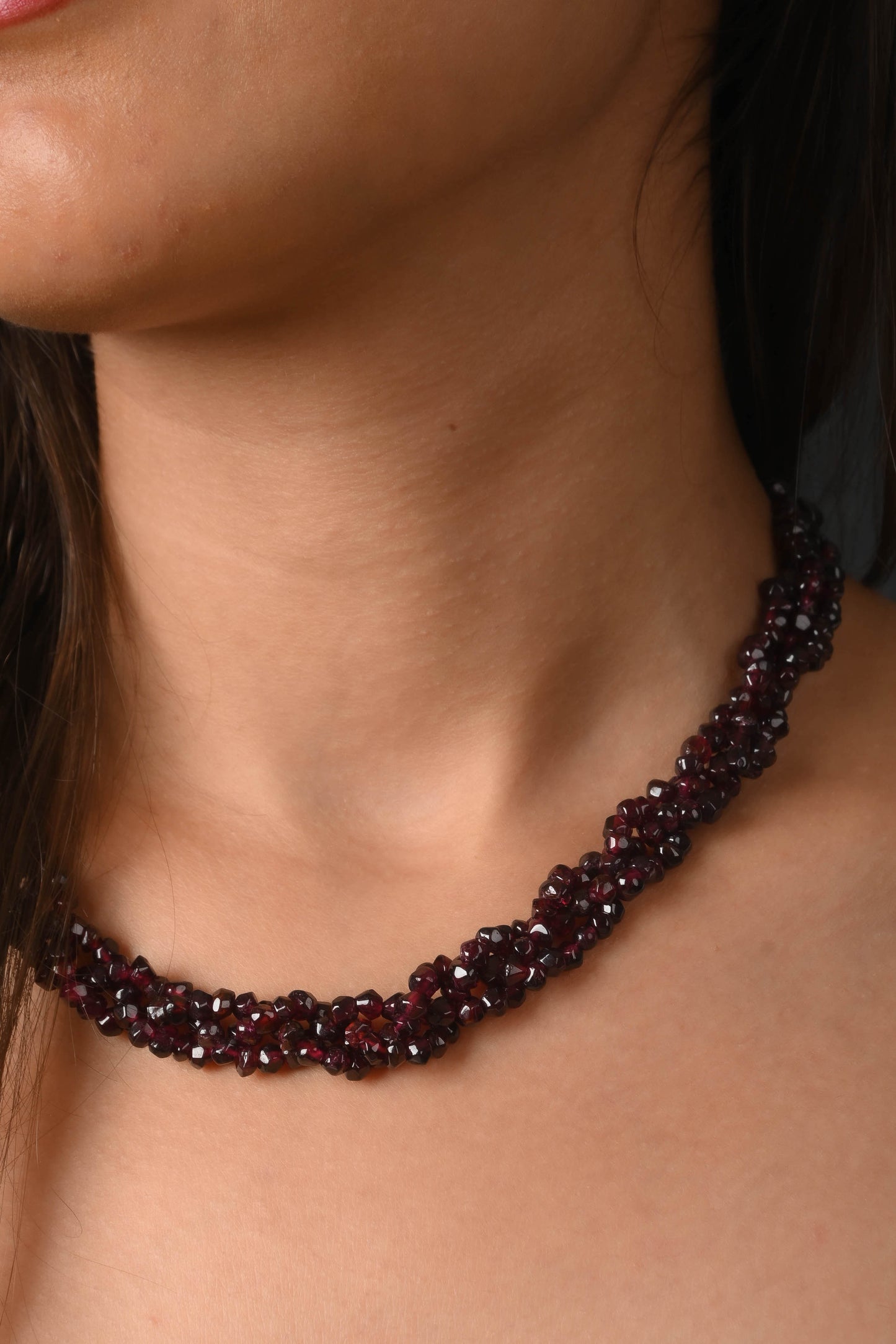 Braided Garnets Necklce