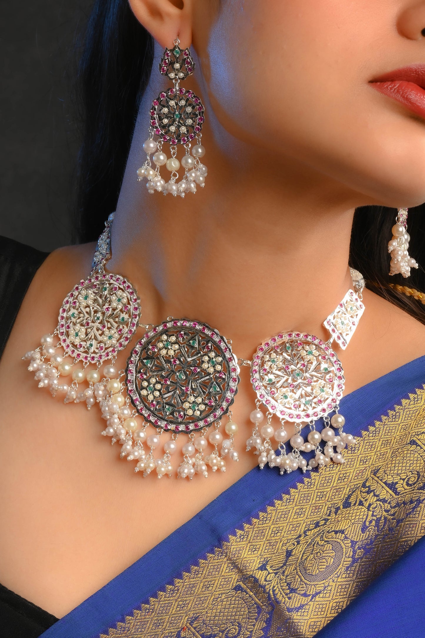 Samaira Purani Dilli Silver Necklace Set