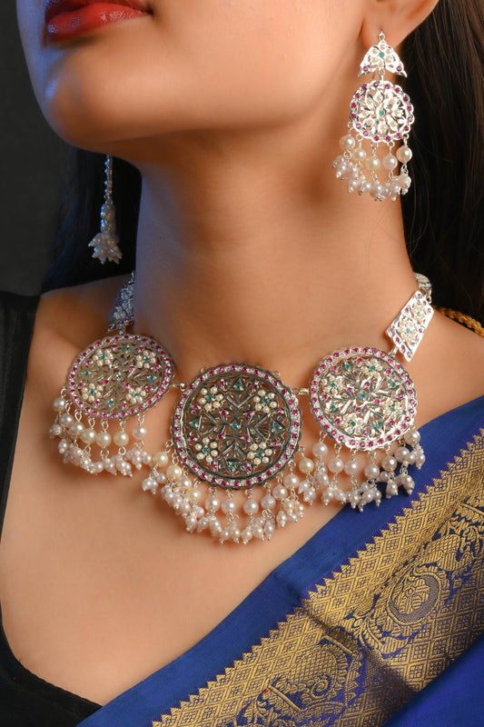 Samaira Purani Dilli Silver Necklace Set