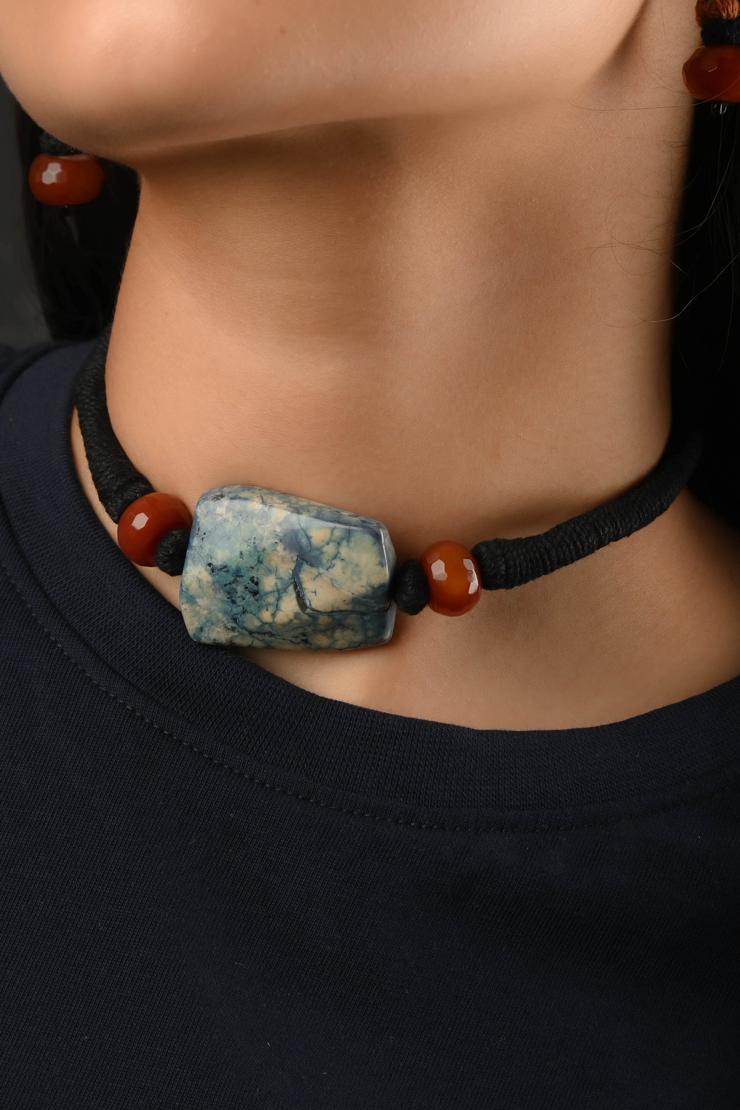 Blue Agates and Carnelian Choker