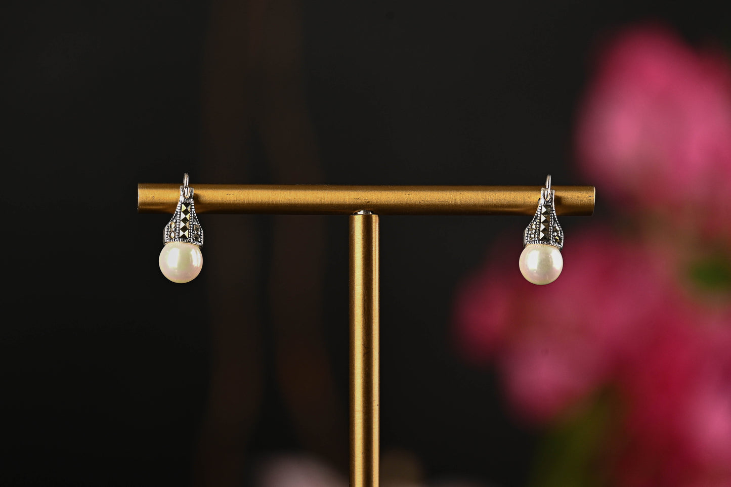 Marcasite Pearl Earrings