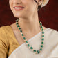 Emerald Green Stones And Pearls Necklace