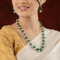 Emerald Green Stones And Pearls Set