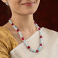 Blue And Red Jade Pearl Beaded Necklace