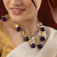 Vibrant Amethyst Lemon Topaz And Pearls Necklace Set