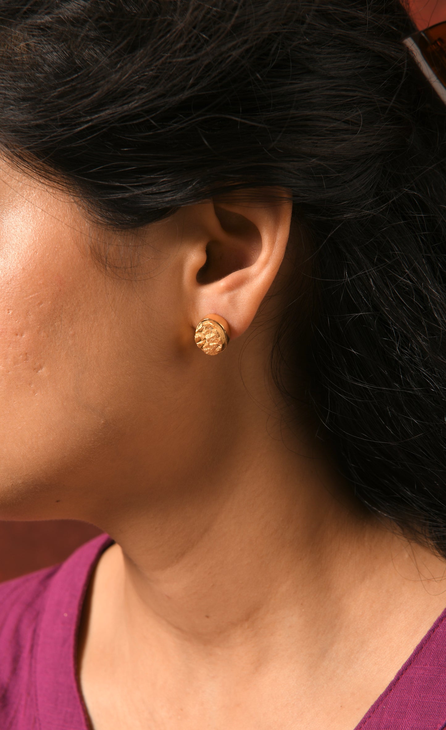 Gold-Dipped Pyrite Studs