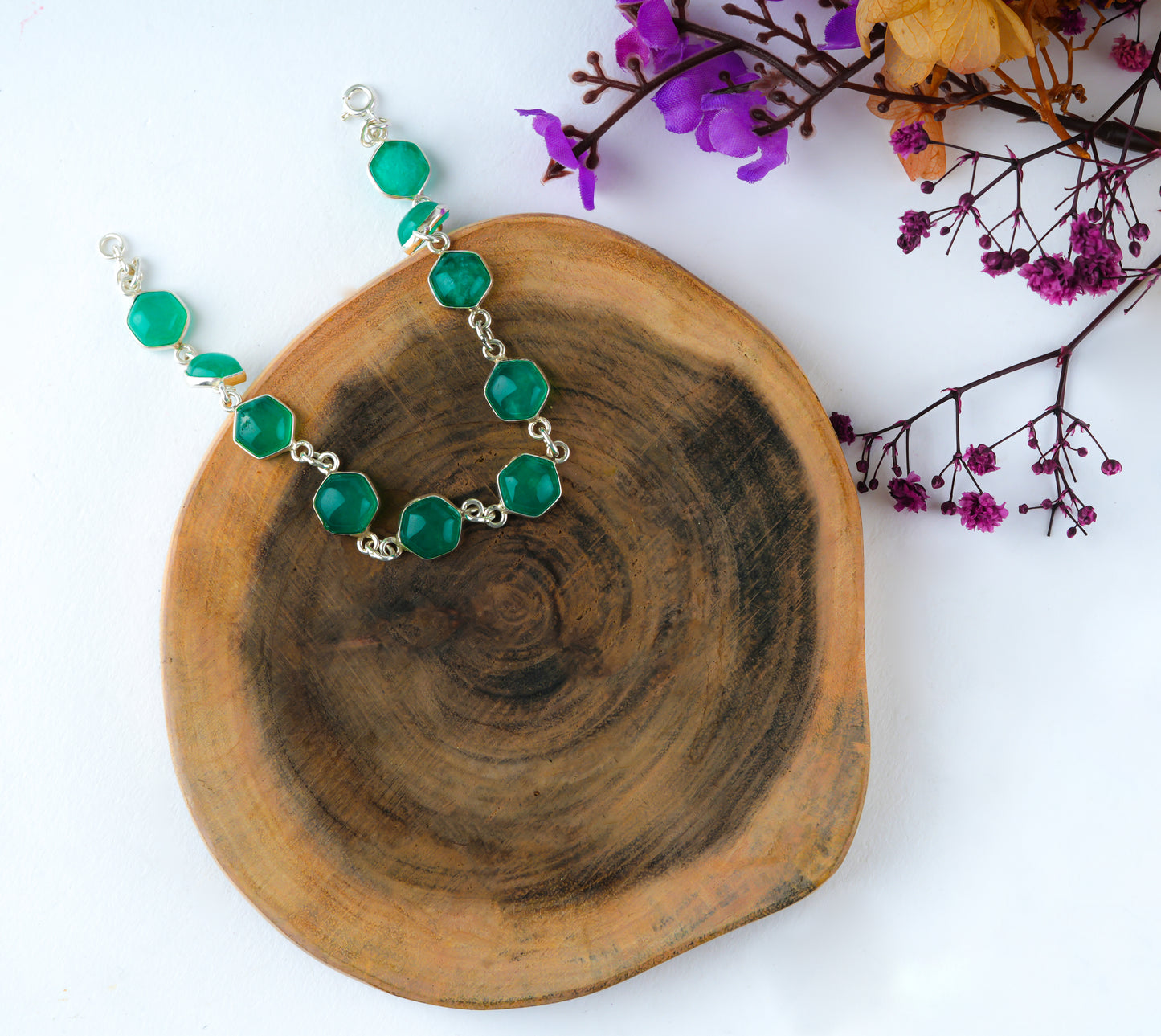 Hexagonal Green Onyx Bracelet