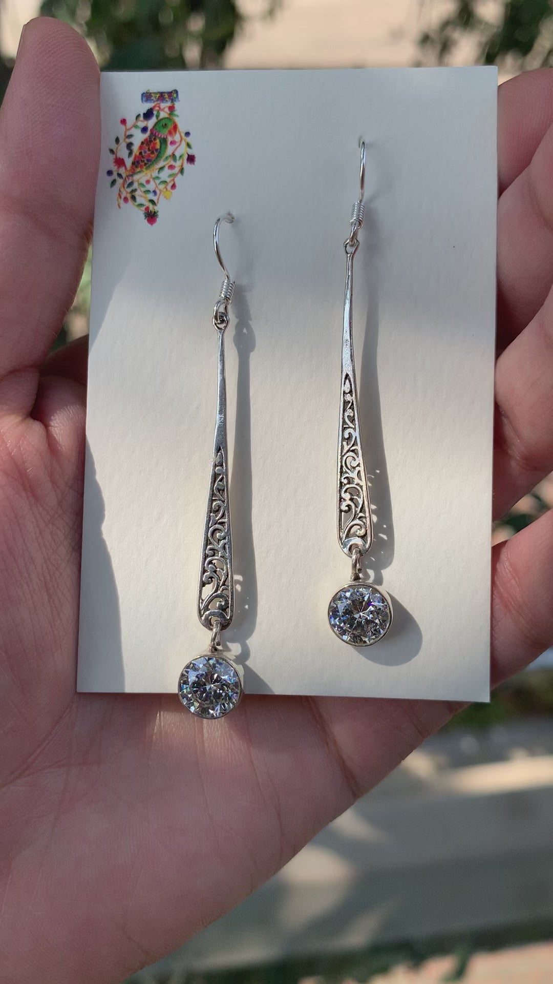Zircon drop earrings sales