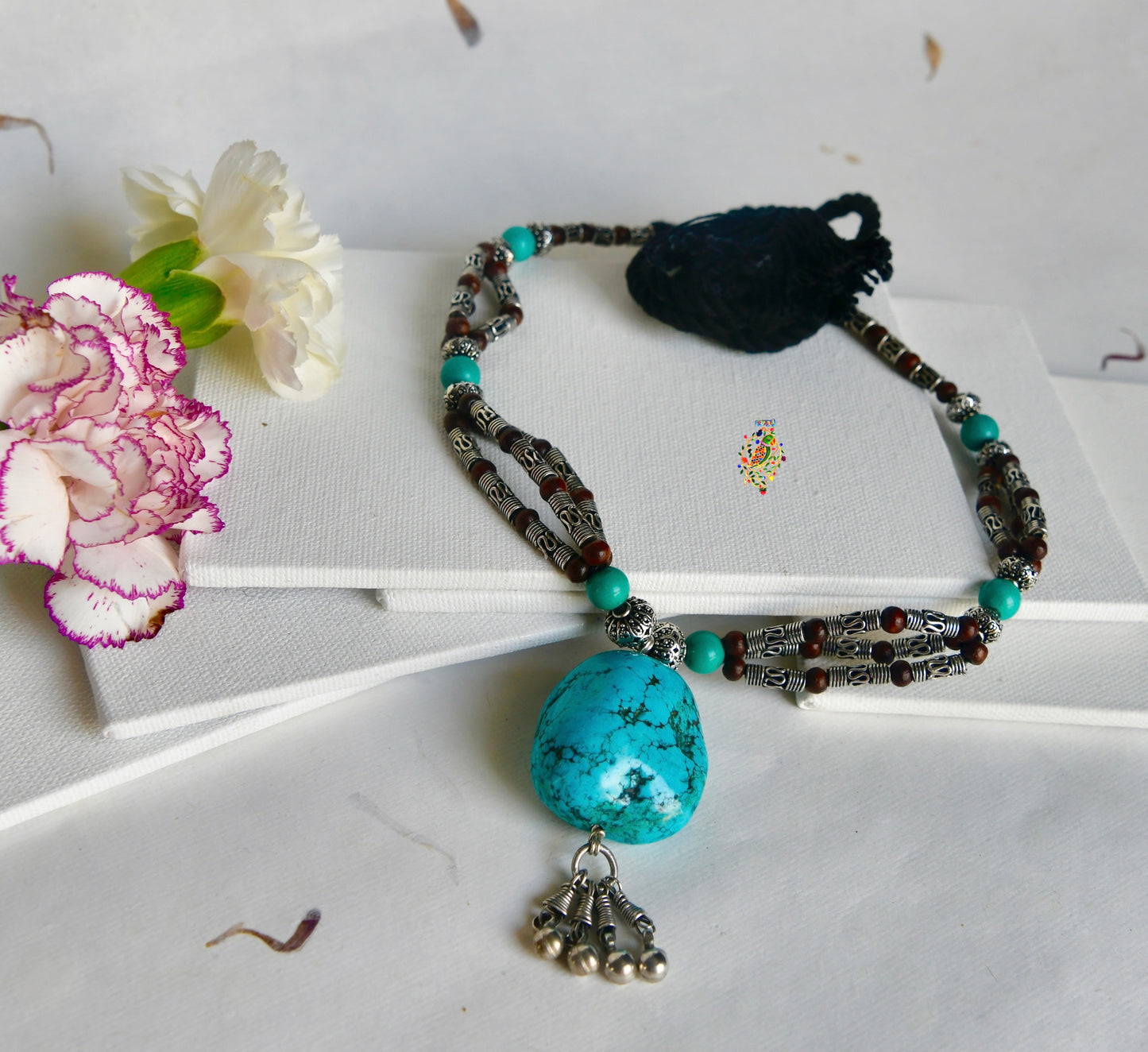 Large Firoza Bead Drop Necklace