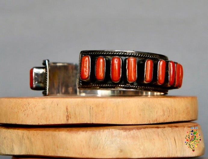 Silver Coral Stone Kada