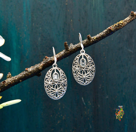 Filigree Danglers with Transparent Stones