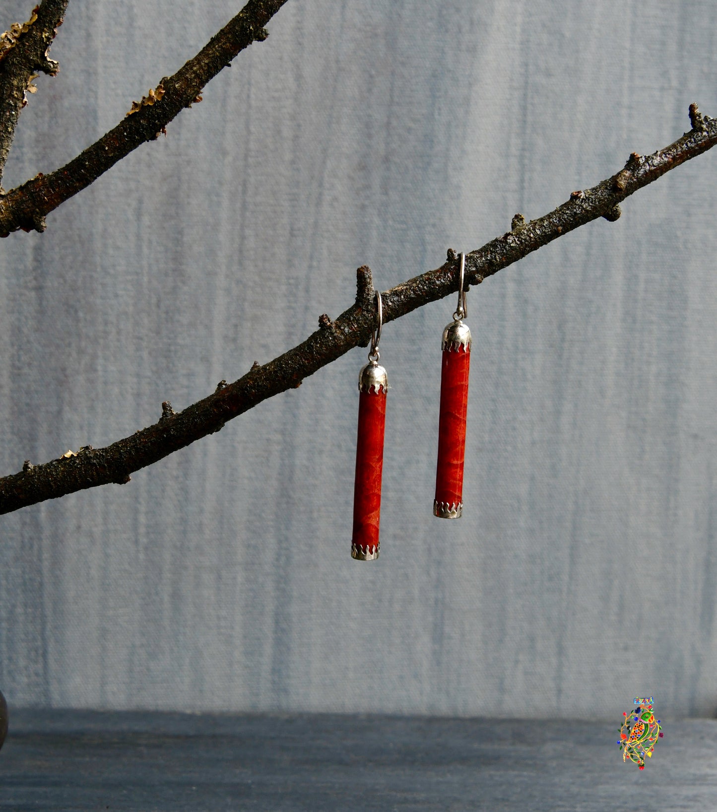 Coral Cylinder Earrings