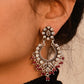 Zircon and Ruby Chaand Bali Earrings