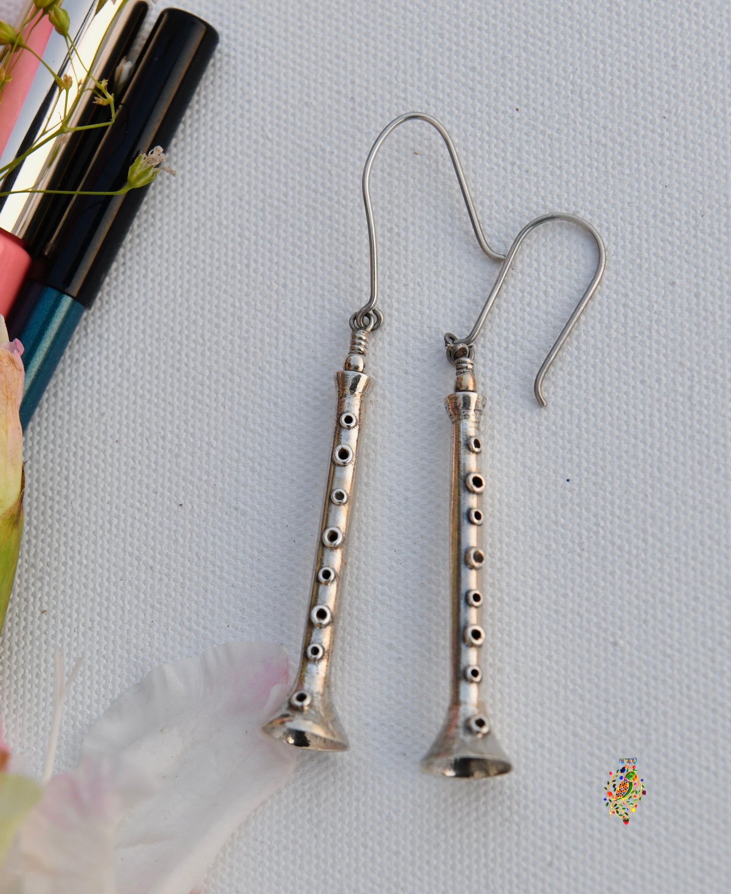 Silver Flute Earrings