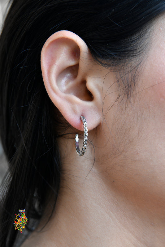 Marcasite Dainty Half Hoops