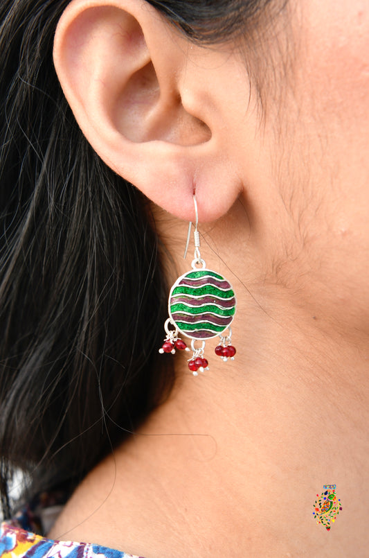 Green Meena Earrings