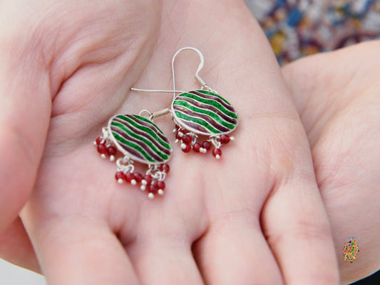 Green Meena Earrings